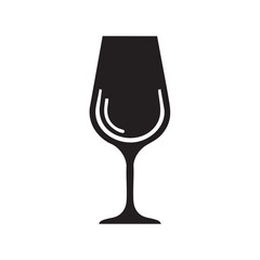 Simple Black Silhouette of a Wine Glass with Stem