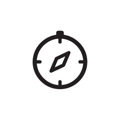 Simple Line Art Compass Icon for Navigation and Direction