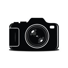 Sleek Black Digital Camera with Detailed Lens Design