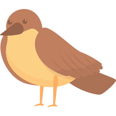 A Stylized Small Brown Bird Stands With Its Legs Visible Against A Transparent Background Simple Flat Vector Illustration