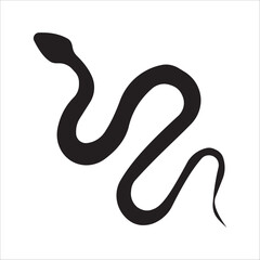Fototapeta premium Minimal black snake silhouette icon in flat vector style. Suitable for wildlife, reptile, danger warning, zoo, nature, animal, and logo design.