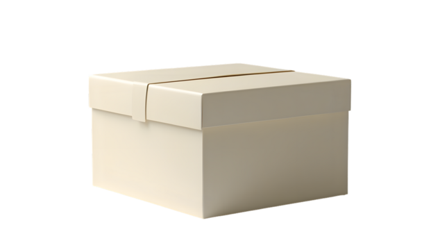 Beige cardboard box with lid simple packaging for gifts or storage isolated on white background