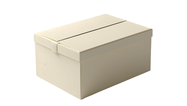 Closed beige index card box perfect for organizing and storing information isolated on white