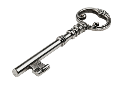 A polished silver key