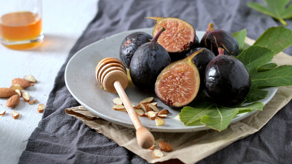 Fresh Black Mission Figs with Honey