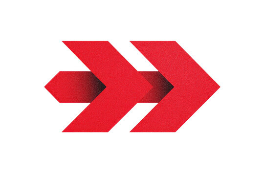 Two overlapping red arrows on black background