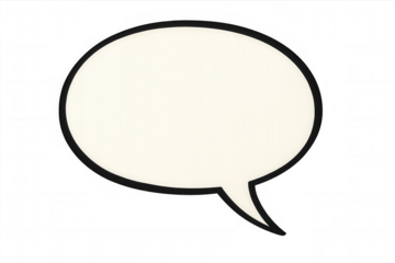 Empty comic speech bubble with black outline, representing communication, dialogue, and pop art on transparent background
