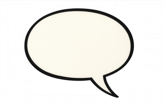 Empty comic speech bubble with black outline, representing communication, dialogue, and pop art on transparent background