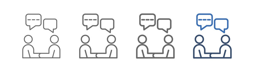 
outline icon sheet negotiation with conversation design between two people