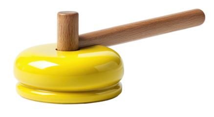 Yellow ceramic and wooden mallet