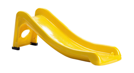 A bright yellow plastic slide for kids
