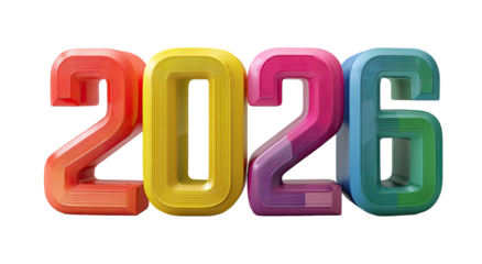 Vibrant colorful 3D numbers for the new year