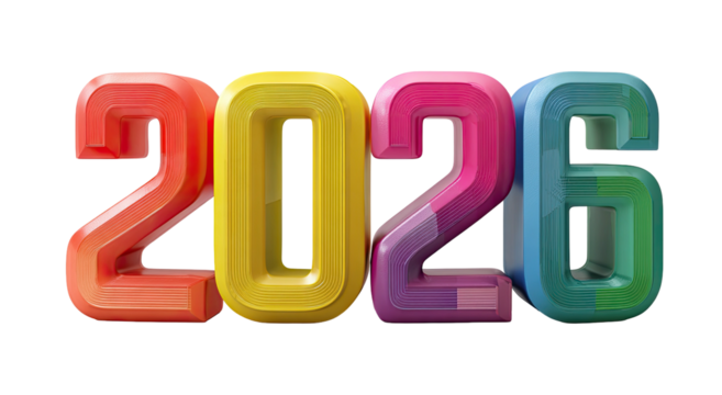 Vibrant colorful 3D numbers for the new year