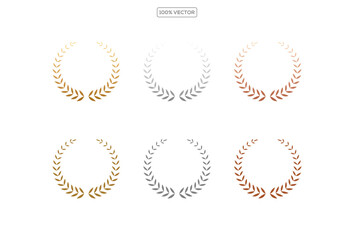 Gold silver and bronze laurel wreaths representing first second and third place awards and achievements vector illustration