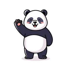 Obraz premium Happy Panda say Hay, Happy Panda Illustration, Happy Panda Vector