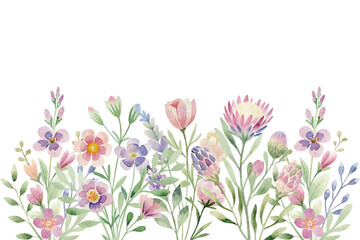 Watercolor flowers background vector for design.
