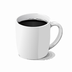 Vector 3D realistic mockup of ceramic white coffee mug. Template with porcelain cup of tea for design of branding identity. Easy to change colour. Isolated from the background.