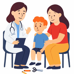 Sister Accompanying Sibling to Doctor Vector