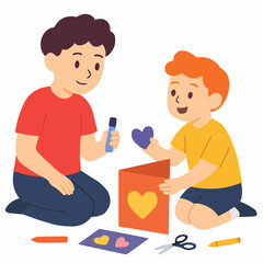 Brother Making Greeting Card Vector