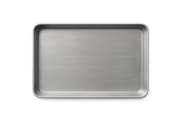 Empty metal baking tray isolated on transparent background