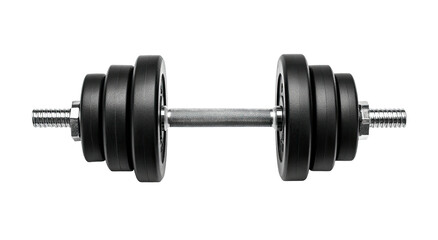 Naklejka premium A black and chrome dumbbell isolated on white