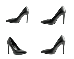 Four black high-heeled shoes