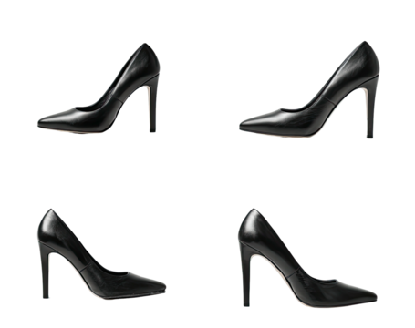 Four black high-heeled pumps