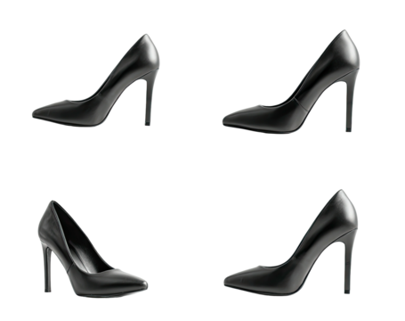 Four black high-heeled shoes
