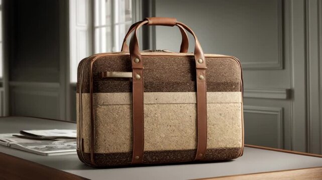 Ecofriendly biodegradable computer case displayed on a sleek desk showcasing sustainable materials with minimalist design and natural textures.