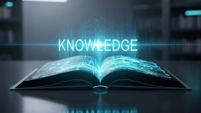 digital book glowing knowledge light technology education