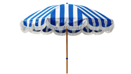 Striped beach umbrella with fringe