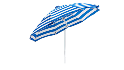 Striped beach umbrella against a black background