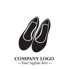 Minimal Flat Shoes Logo Symbol in Black on White Background with Elegant and Modern Design