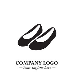 Minimal Flat Shoes Logo Symbol in Black on White Background with Elegant and Modern Design