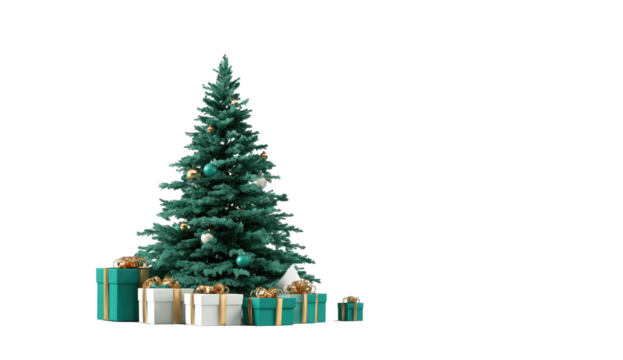 Christmas tree with gifts.  Digital render