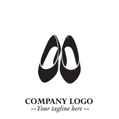 Minimal Flat Shoes Logo Symbol in Black on White Background with Elegant and Modern Design