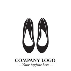Flat Shoes Logo Symbol in Black on the White Background with Simple Elegant Fashion Design
