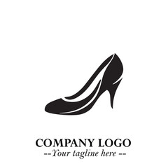 Flat Shoes Logo Symbol in Black on the White Background with Simple Elegant Fashion Design
