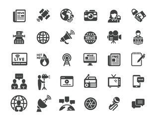 Set of Mass Media Icons. Solid icon series