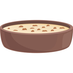 Bowl Of Porridge With Small Chunks Of Brown Food In A Simple Brown Bowl Isolated On A Transparent Background