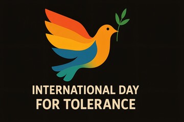 Obraz premium Colorful dove with olive branch for international day for tolerance event