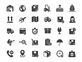 Set of Delivery Icons. Solid icon series