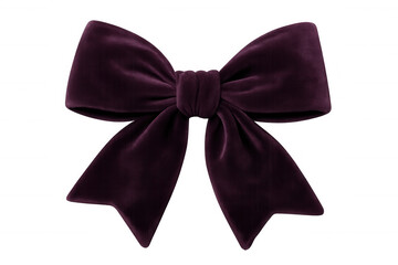 Purple velvet bow presenting luxury ribbon adornment for gift decoration, celebrations, and festive events on transparent background