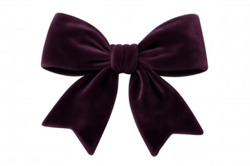 Purple velvet bow presenting luxury ribbon adornment for gift decoration, celebrations, and festive events on transparent background