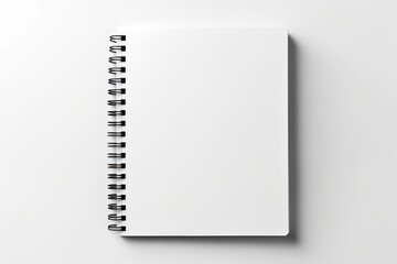 Spiral bound notebook mockup template book blank white paper with black paper cover spiral diary page.
