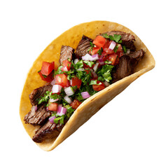 Grilled carne asada taco filling isolated die-cut