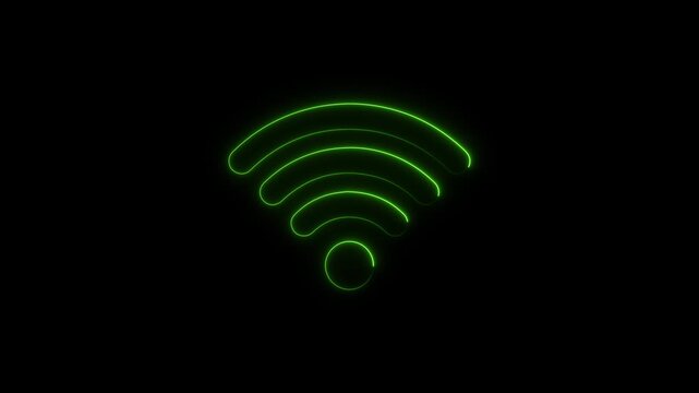 glowing neon wifi icon security animation, security animation icon neon glowing privacy wifi encryption circle animated y privacy password protection safety animated on black background.