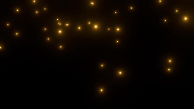 沢山の黄色い光の粒が下から上に浮き上がってく3DCGアニメーション。幻想的な4K動画素材