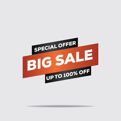 3D Render Big Sale Sign in Brown and Black – Special Offer Up to 100% Off