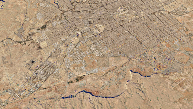 Riyadh 3D Satellite Map Realistic Terrain and High Detail